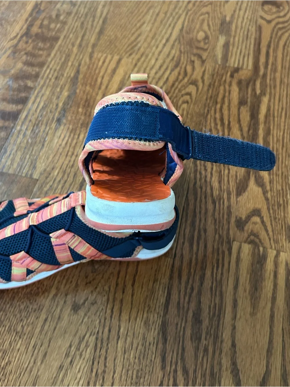 Lands’ End Navy Orange Water Sport Sandals Quick Dry Outdoor Beach Shoes 3